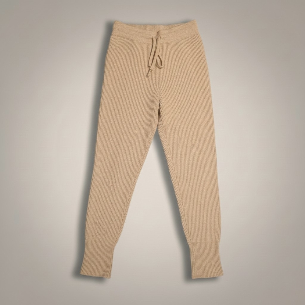 Free People Around The Clock Ribbed Jogger Pants Cream Knit Lounge Sweatpants